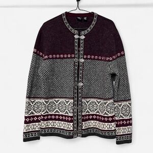 SKYR 100% Wool Fair Isle Knit Cardigan | Size L